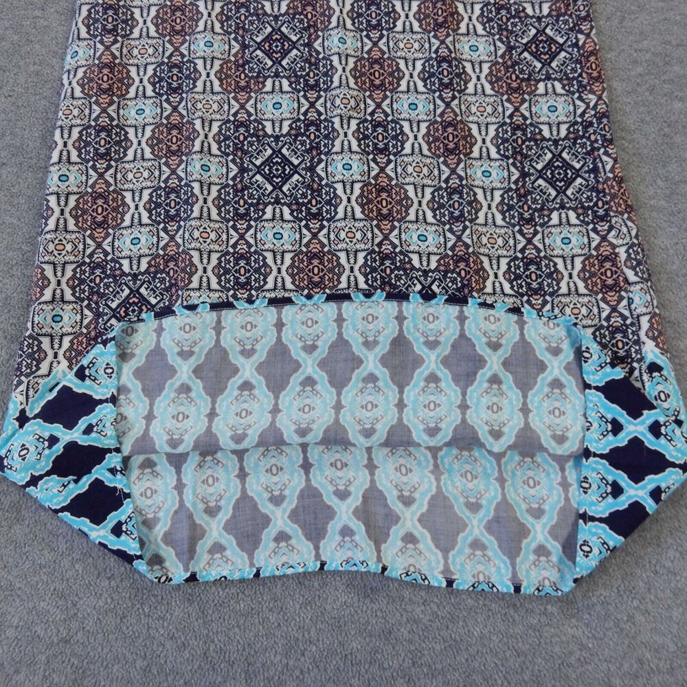 Skies Are Blue Dress Medium Colorful Aztec Print Boho Hippie VNeck Short Sleeve - Picture 6 of 9